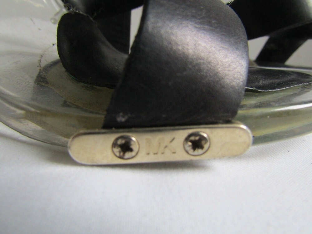 Michael Kors Black Leather Lucite Heels Chic Y2K Slide Sandals 6.5 - Picture 6 of 13